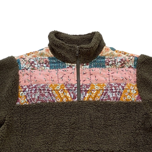 LUCKY BRAND Women’s Long Sleeve Half Zip Quilted Sherpa Pullover in Olive Size S - Picture 5 of 13